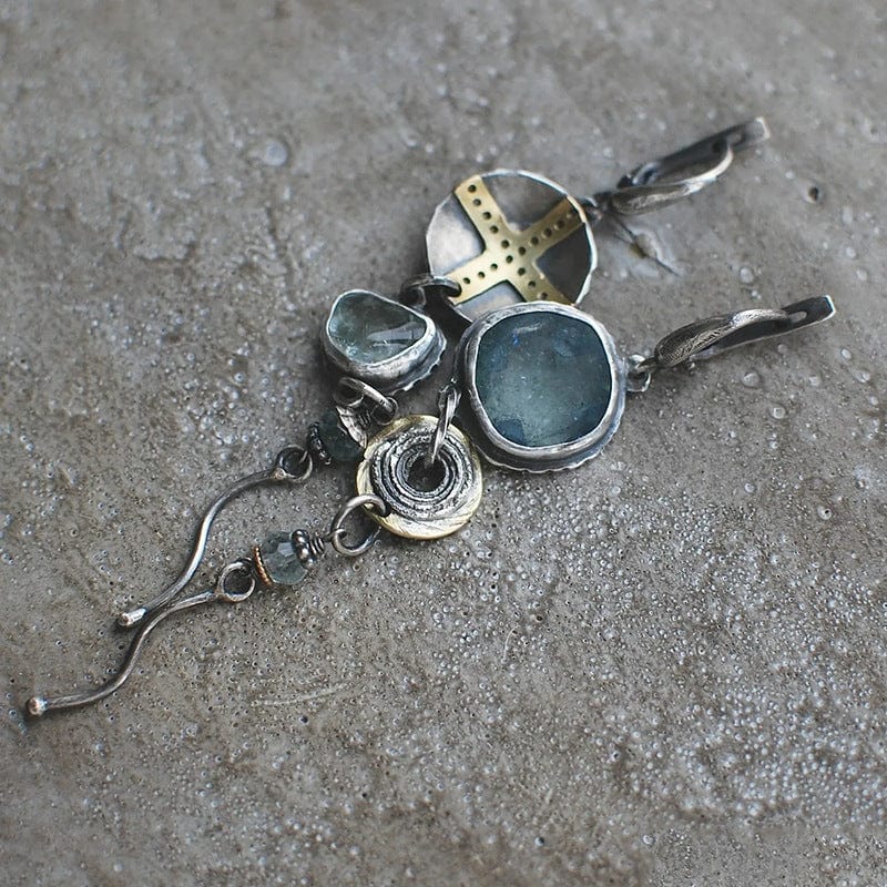 Aretes de Cruz de Piedra Azul
