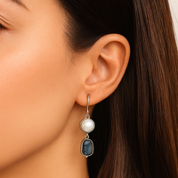Aretes Vintage de Piedra Azul Natural