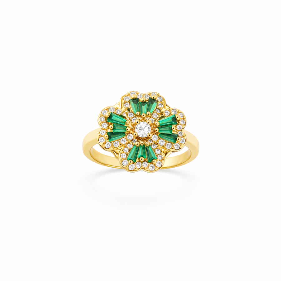 Anillo Giratorio de Trébol de Esmeralda