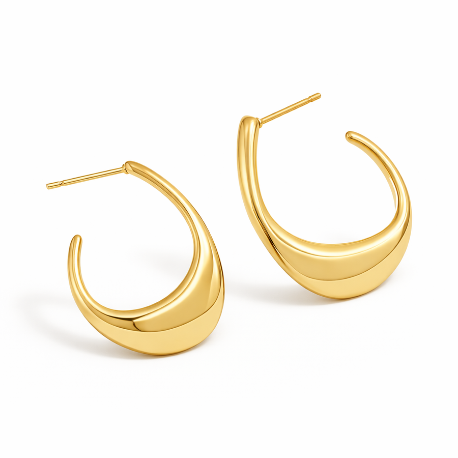 Aretes de Aro Media Luna Esculpidos