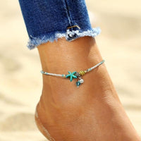 Tobillera de Estrella y Concha con Piedras Naturales