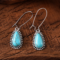 Aretes Vintage de Turquesa en Gota en Plata