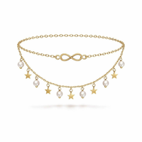 Tobillera Infinito con Perlas y Estrellas