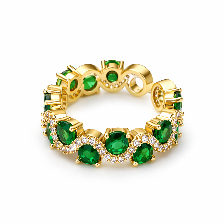 Anillo Abierto Calira de Esmeralda Brillante