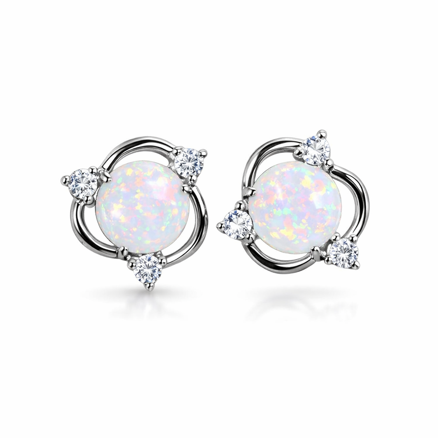 Aretes de Botón Trío de Ópalo