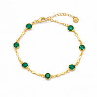 Pulsera de Cadena de Eslabones de Esmeralda