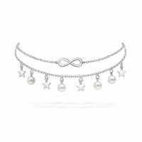 Tobillera de Infinito con Perlas y Estrellas
