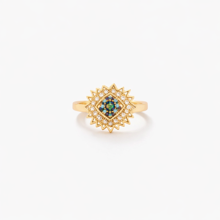 Anillo Giratorio Sol Radiante de Zafiro