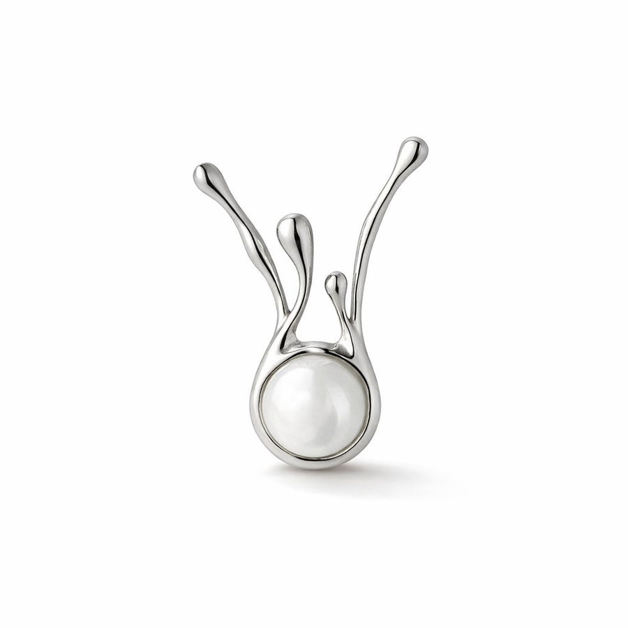 Aretes de Perla Irregular en Plata Estilo Antiguo