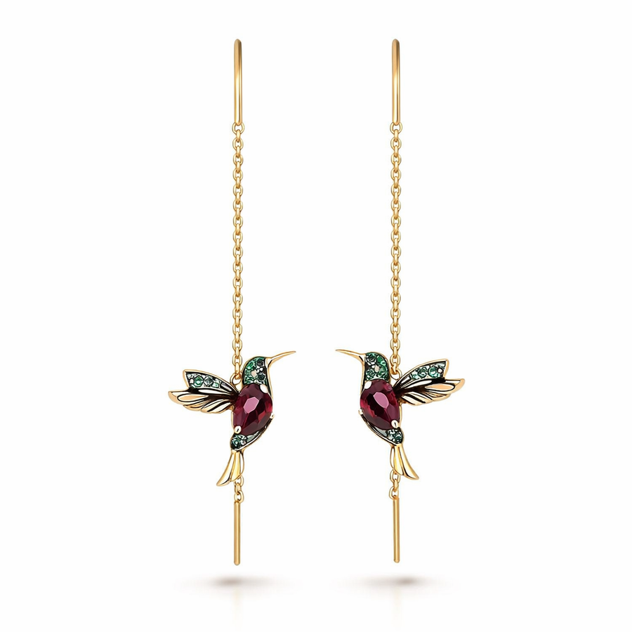 Aretes de Colibrí de Esmalte y Zirconia