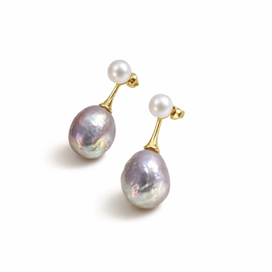 Aretes Exquisitos de Perla Lila