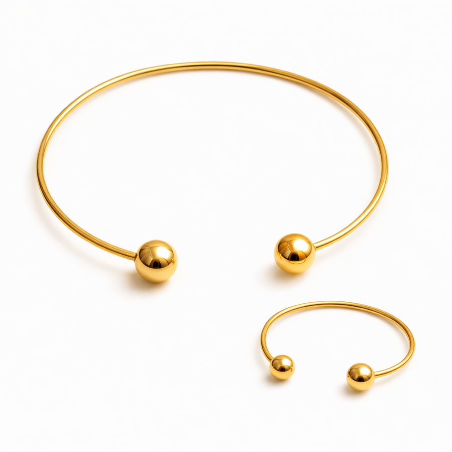 Set de Choker y Pulsera Minimalistas Brillo