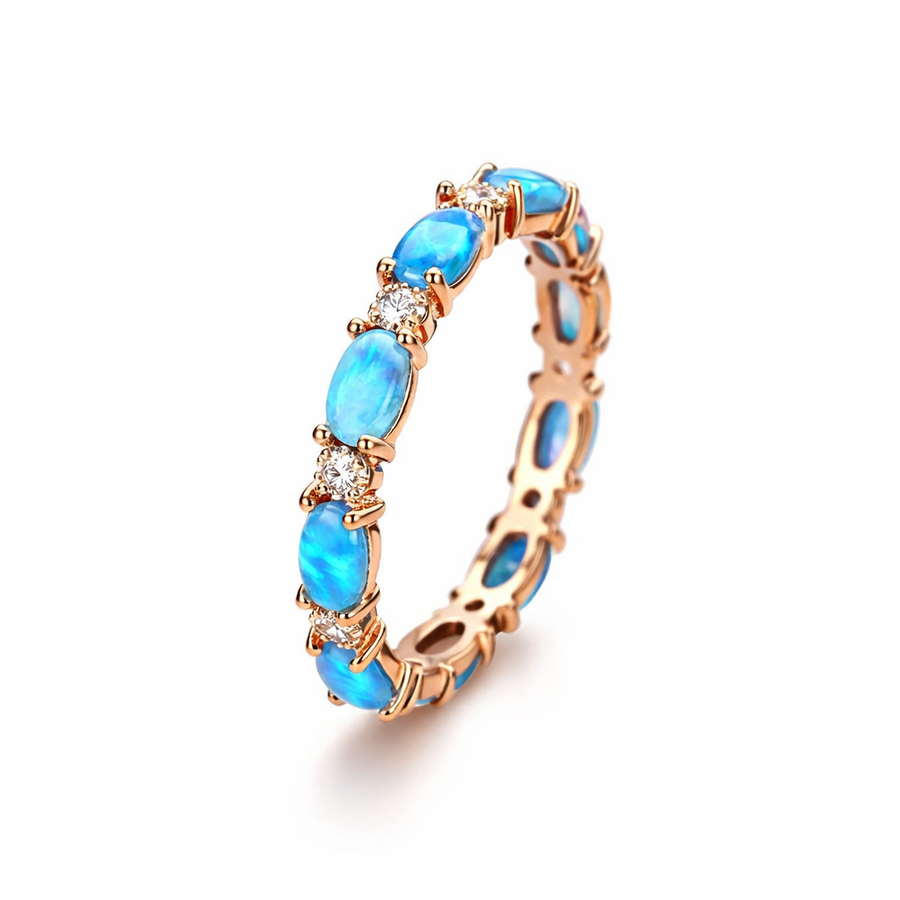 Anillo de Ópalo Azul Elegante
