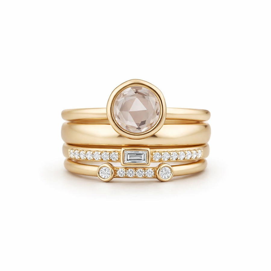Set de Anillos Vintage en Oro y Zirconia