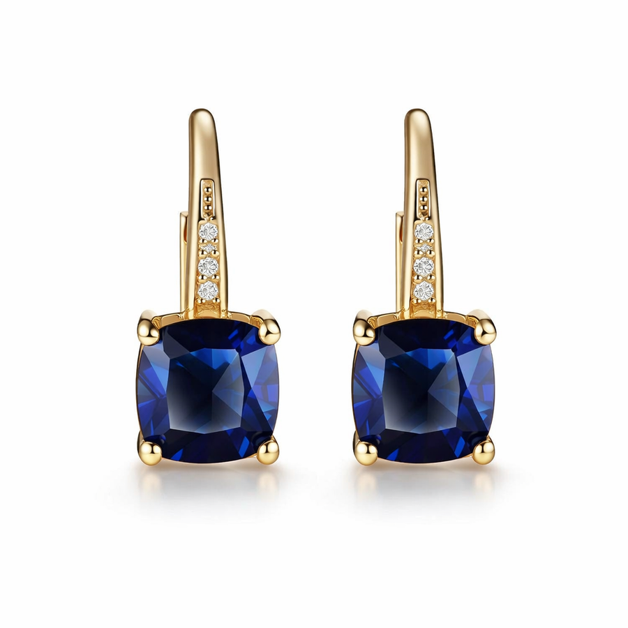 Aretes de Aro de Piedra de Zafiro Místicos