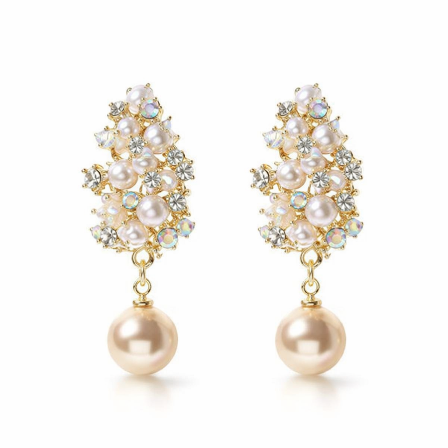 Aretes Elegantes de Flor y Perla