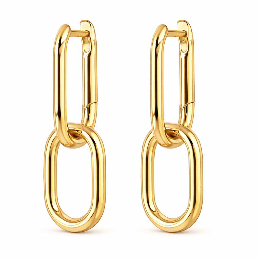 Aretes de Aro Colgantes de Eslabón
