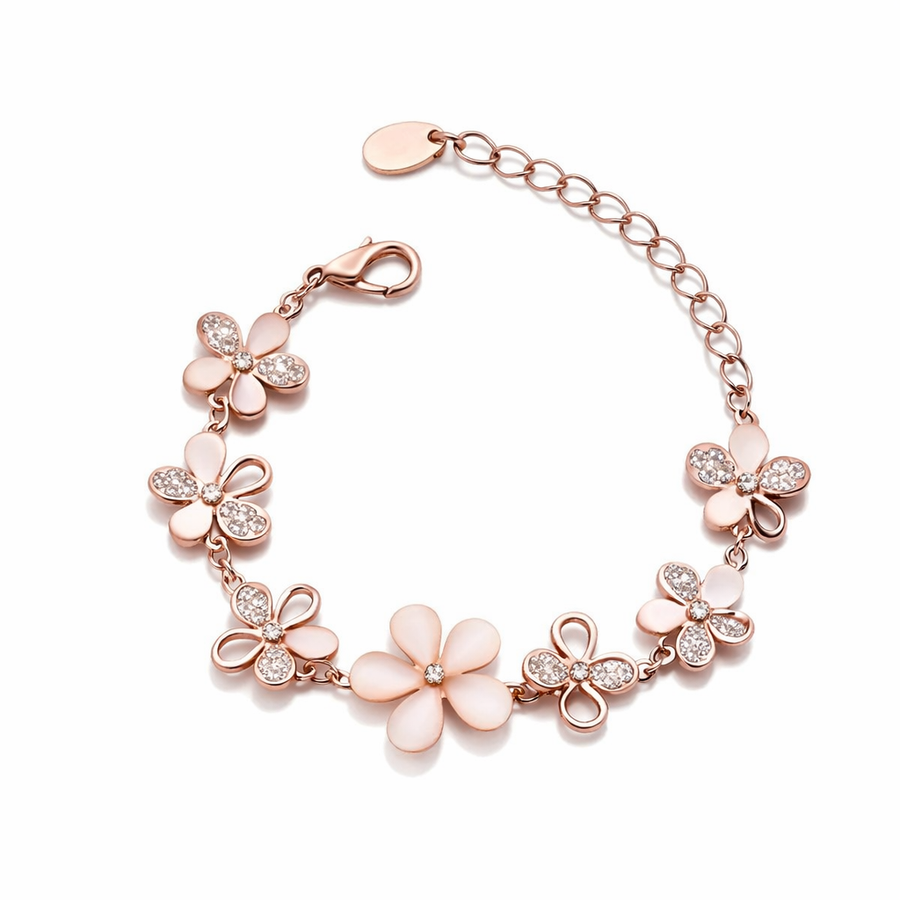 Pulsera de Flor Rosa Estilo Antiguo