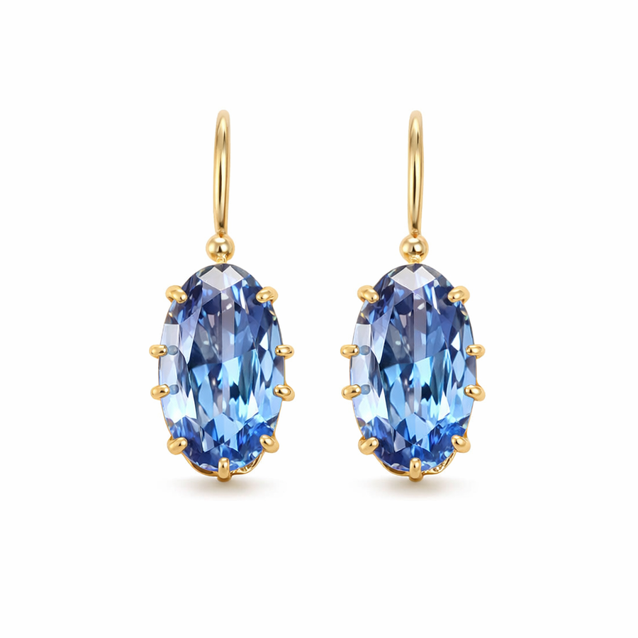 Aretes de Flor Azul y Oro