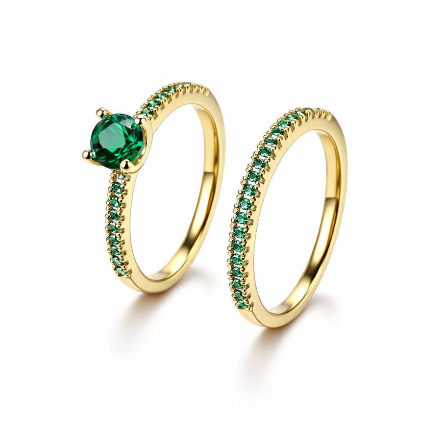 Set de Anillos Serena Dúo de Esmeralda