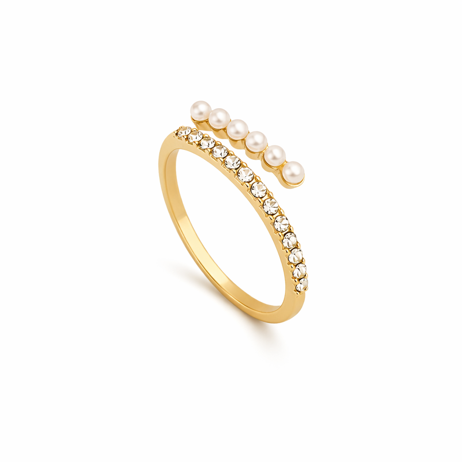 Anillo Abierto Virelle de Cristal y Perla