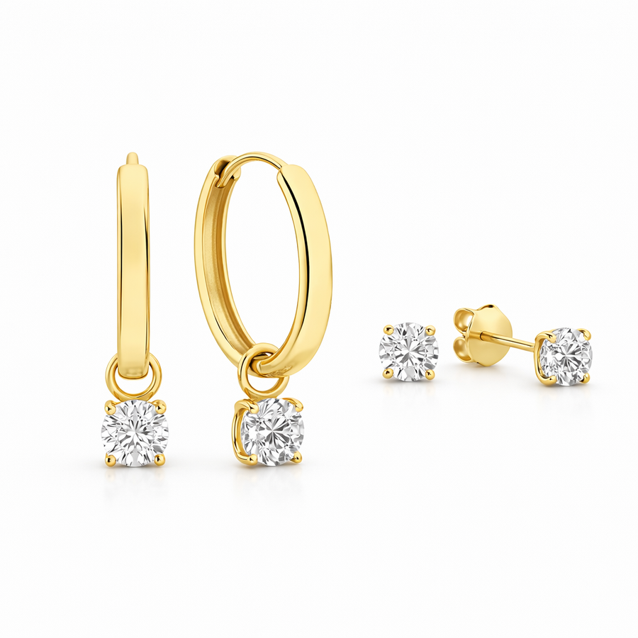Set de Aretes de Piedra Lágrimas de Luna