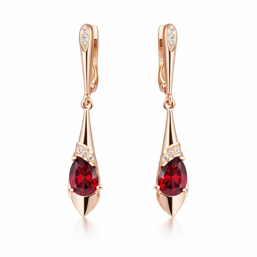 Aretes Exquisitos de Charm de Cristal Rojo