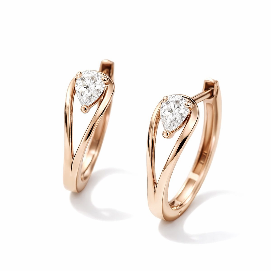 Aretes Colgantes Exquisitos de Zirconia Dorada