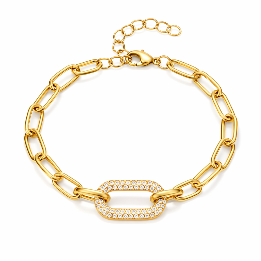 Set de Joyería de Cadena de Eslabón Pavé Grueso