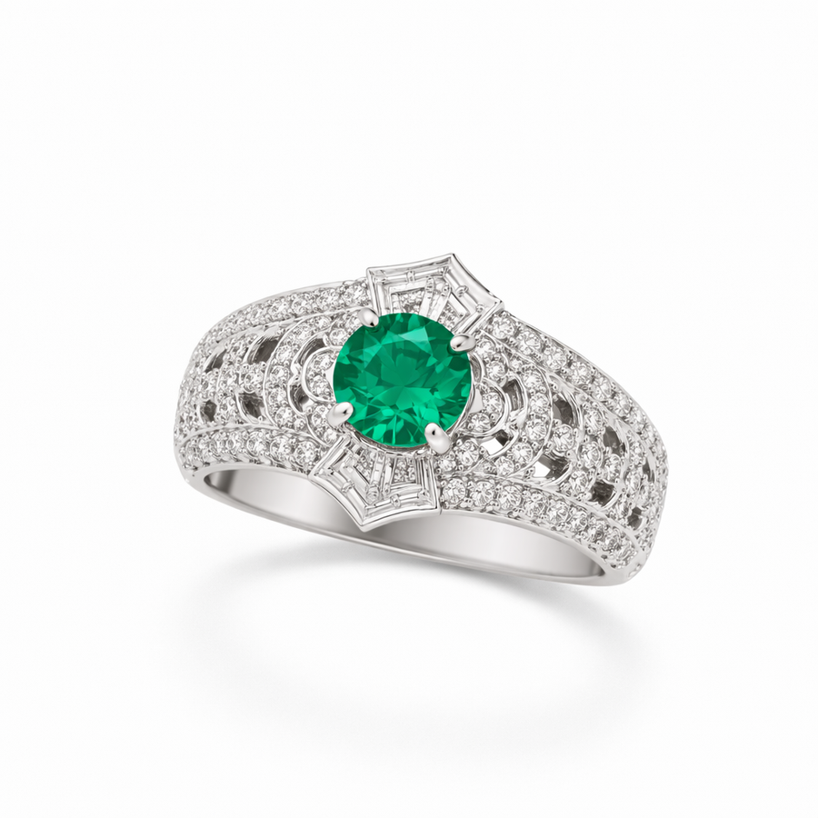 Anillo de Esmeralda Art Déco