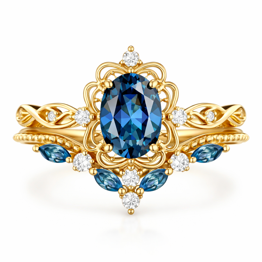 Set de Anillos Azelia de Corona de Zafiro