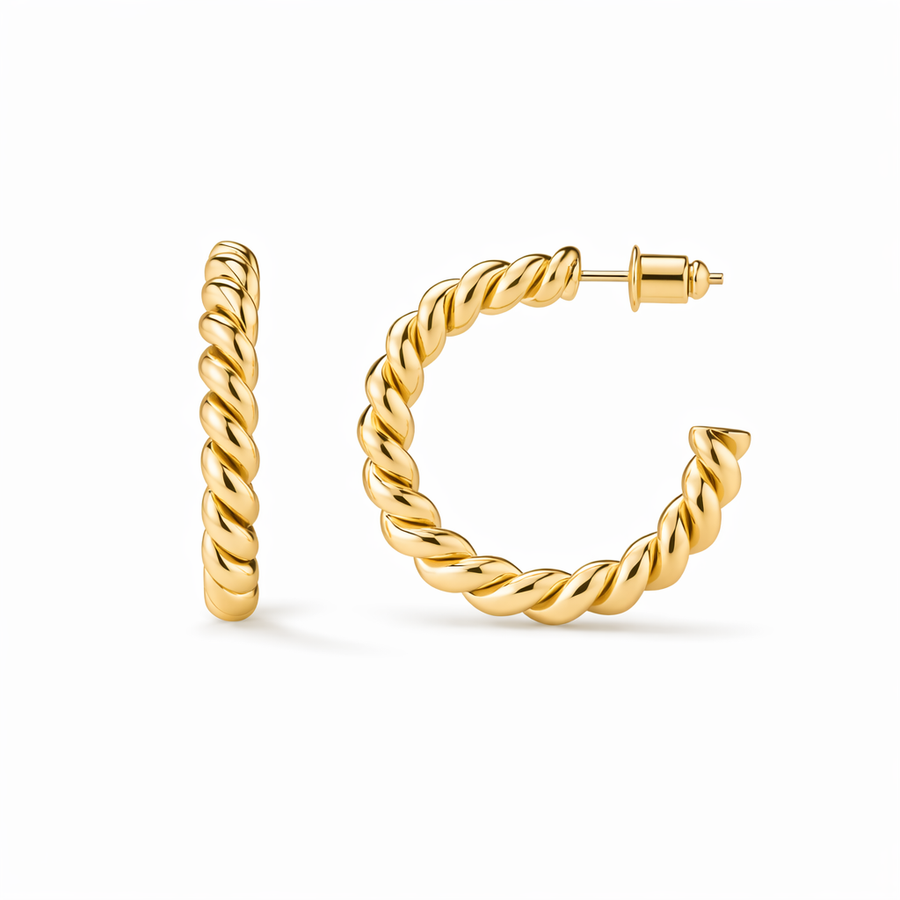Aretes de Aro de Cuerda Trenzada