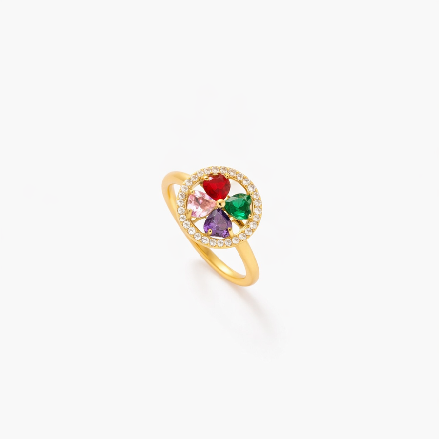 Anillo Giratorio de Corazones Ola de Color