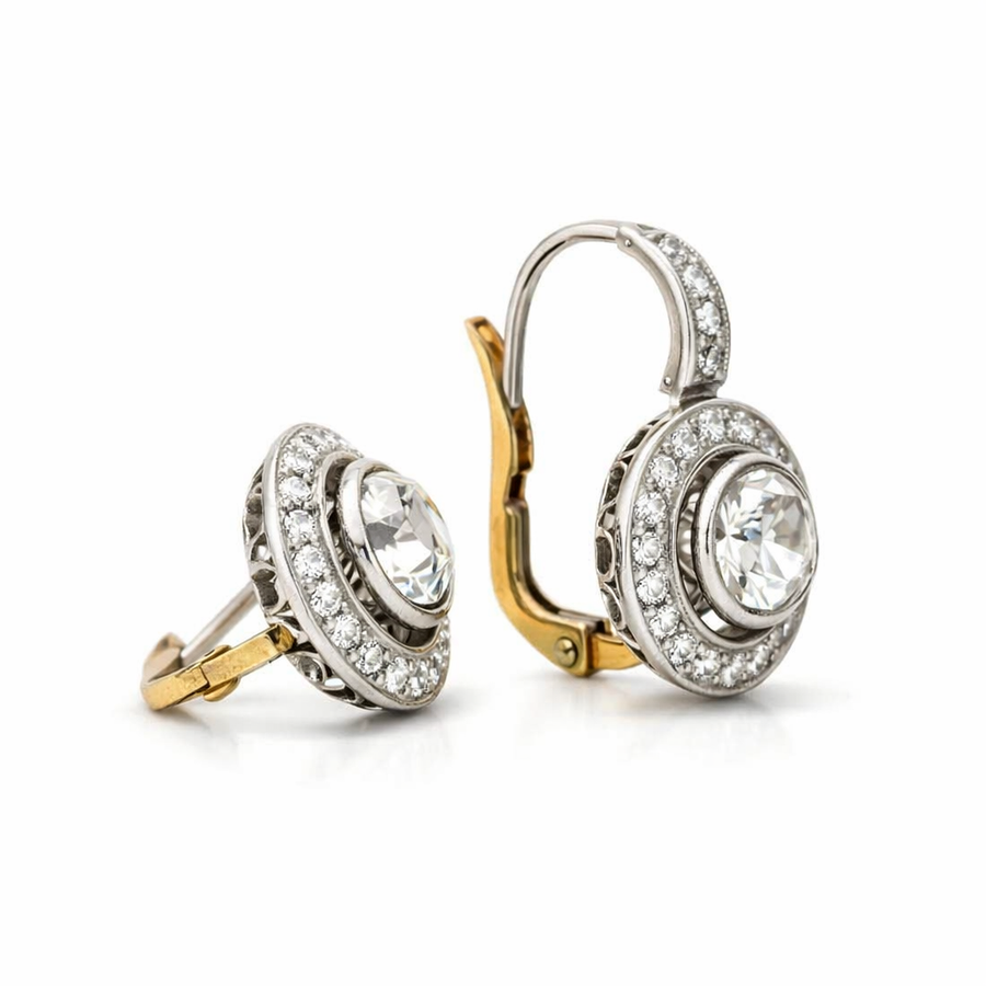 Aretes de Zirconia en Plata Vintage