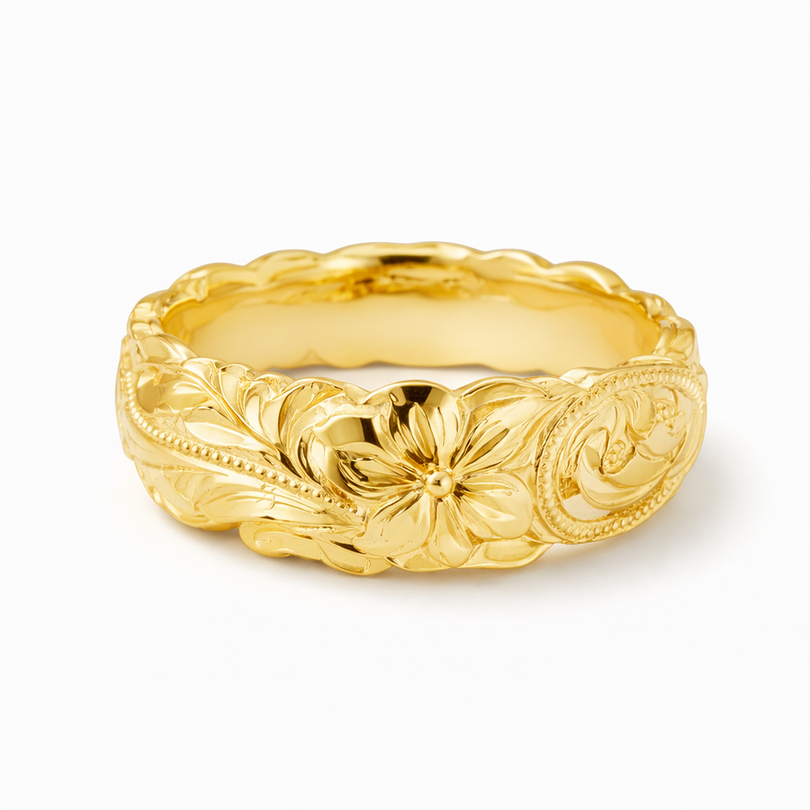 Anillo de Flor en Oro Estilo Antiguo