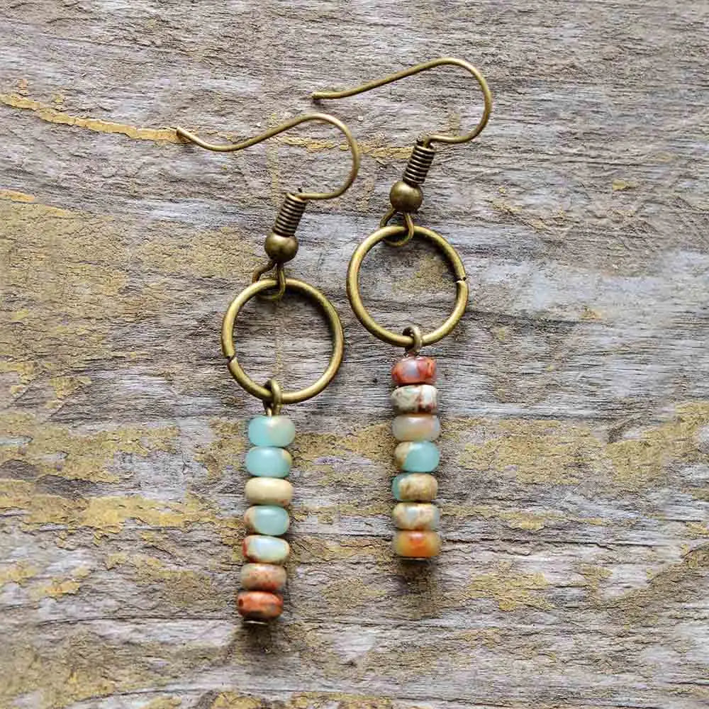 Aretes de Piedra de Jaspe Natural