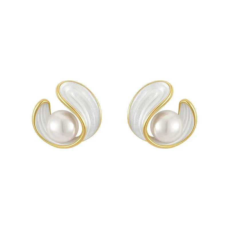 Aretes de Lujo con Ópalo Blanco y Perlas en Oro