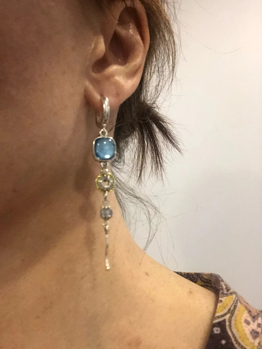 Aretes de Cruz de Piedra Azul