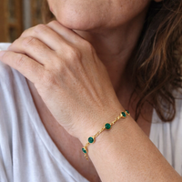 Pulsera de Cadena de Eslabones de Esmeralda