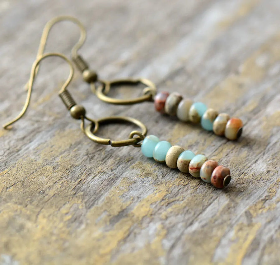 Aretes de Piedra de Jaspe Natural