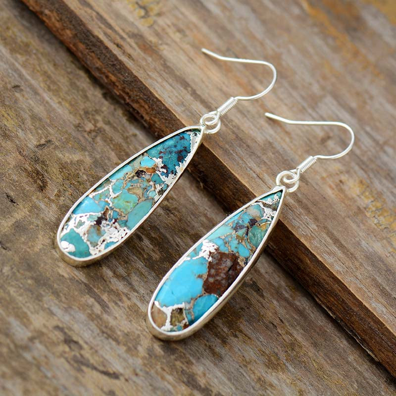 Aretes de Gota de Jaspe Turquesa