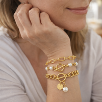 Set Chic de 4 Piezas de Pulseras de Serpiente, Perla y Eslabón