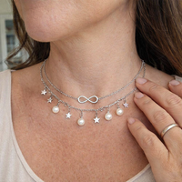 Tobillera de Infinito con Perlas y Estrellas