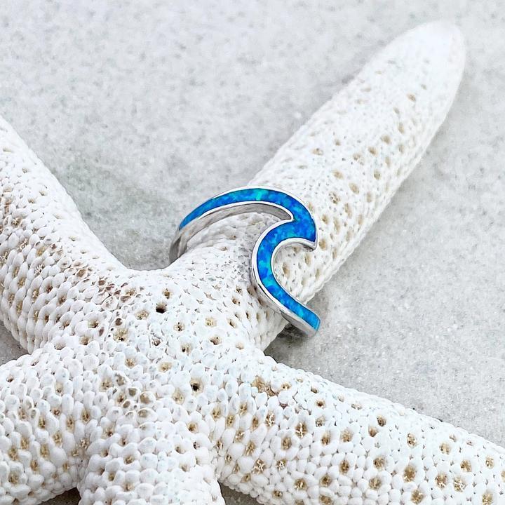 Anillo de Ola Marina en Ópalo y Plata