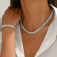 Set de Joyería Elegante de Pulsera + Collar de Diamante de Imitación y Vidrio