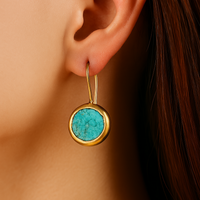 Aretes en Oro con Piedra Turquesa