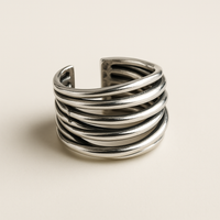 Anillo de Plata Ajustable en Capas
