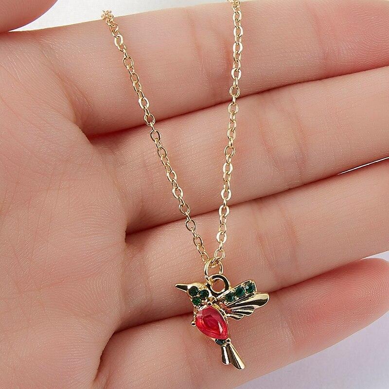 Collar de Colibrí de Esmalte y Zirconia