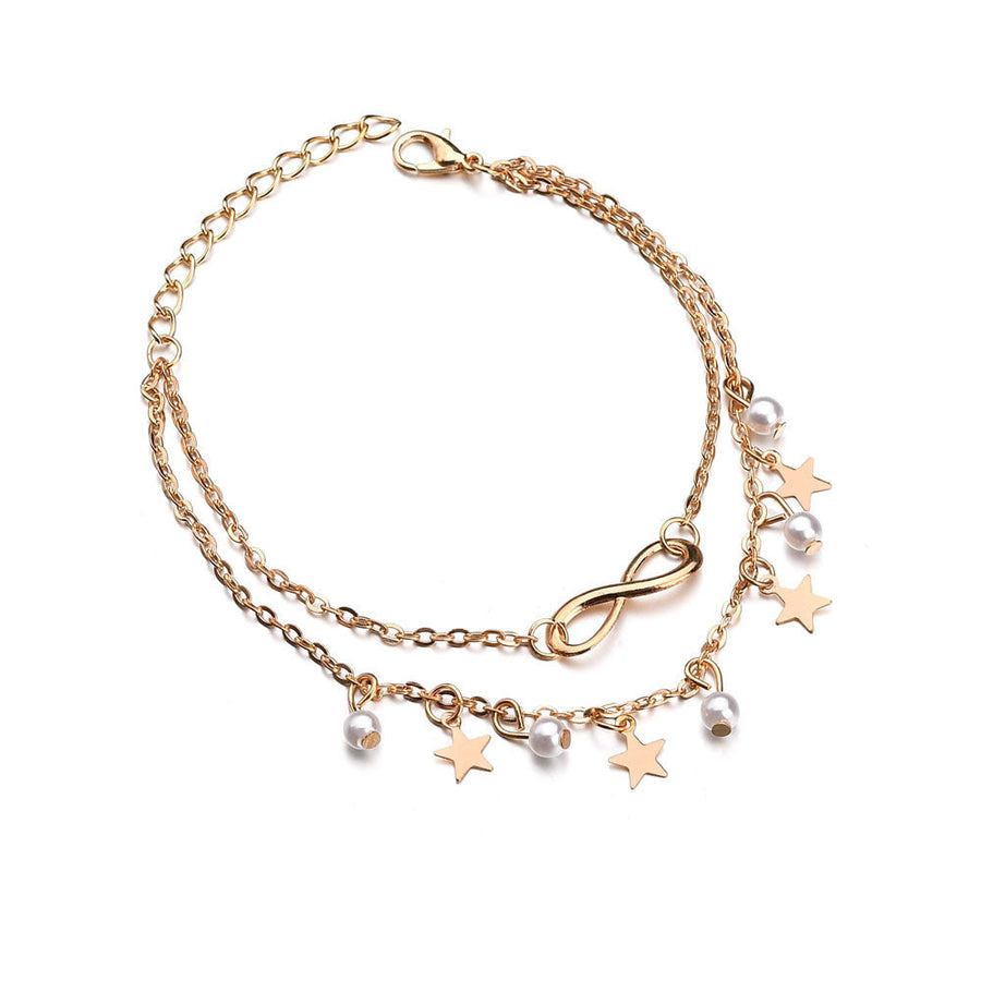 Tobillera Infinito + Perlas y Estrellas