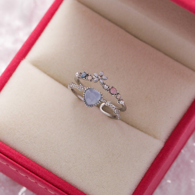 Anillo Ajustable de Piedra Azul con Zirconia en Plata Esterlina